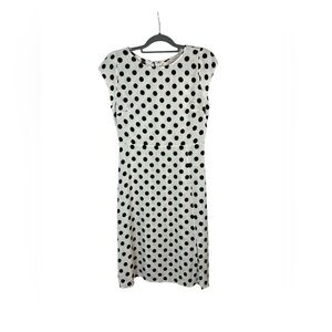 Loft black and white polka dot dress workwear‎ resort wear size 4 petite